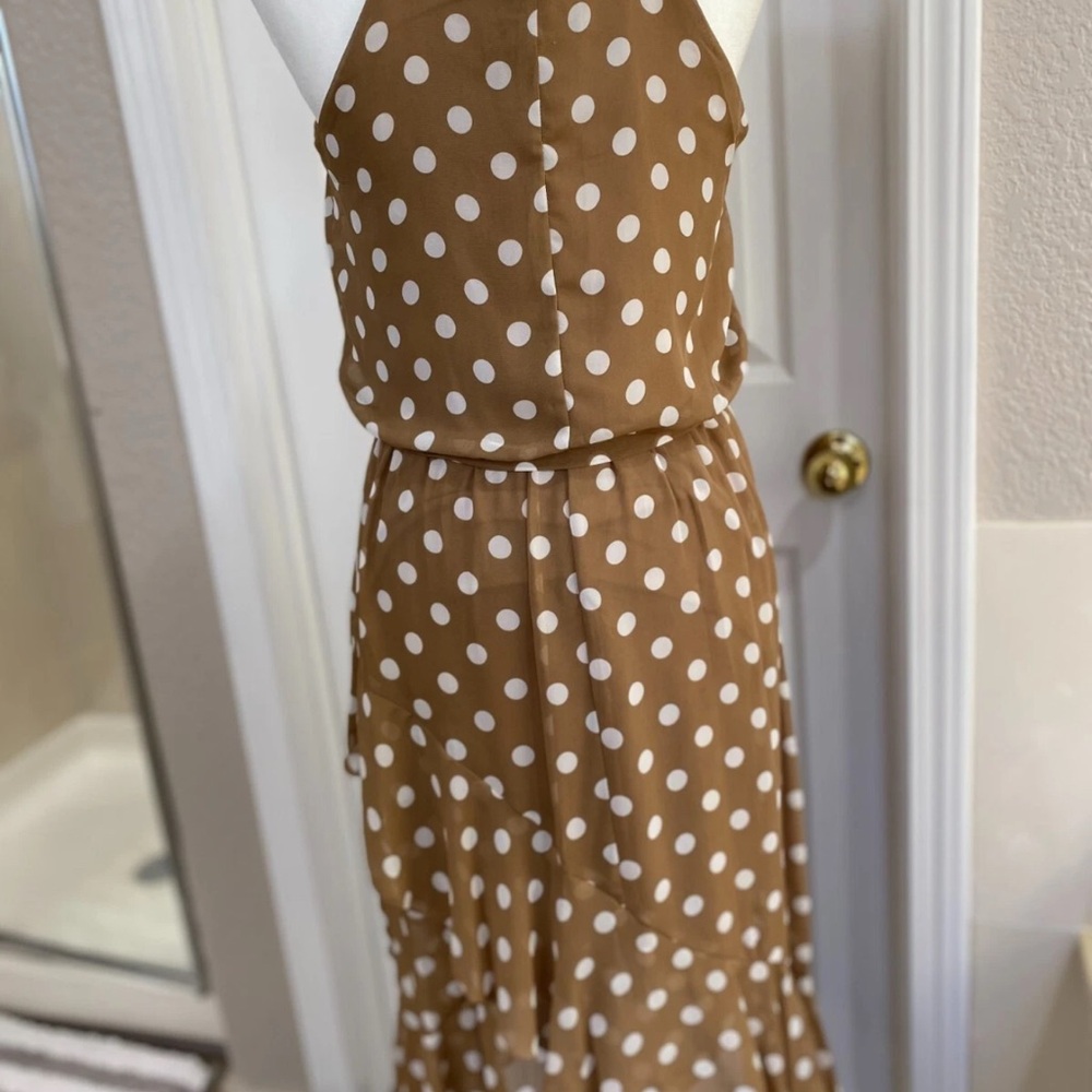 Tan and Brown Halter Midi Sundress - Picture 2 of 5
